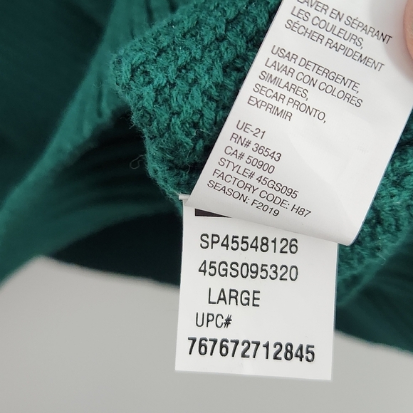 IZOD Men's Green 1/4 Button-up Mockneck Long Sleeve Cotton  Sweater Size L - Picture 9 of 10